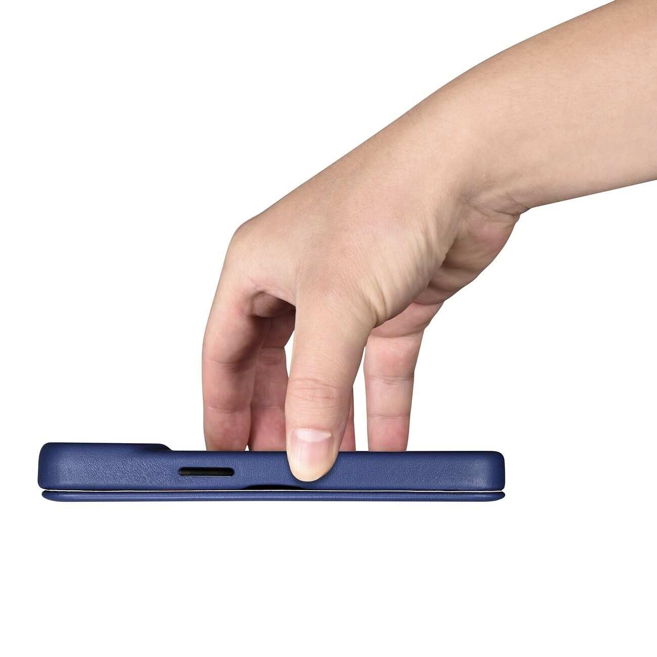 iCarer CE Premium Läder Foliofodral iPhone 14 Plus Magnetiskt Flip MagSafe Blue (WMI14220715-BU)
