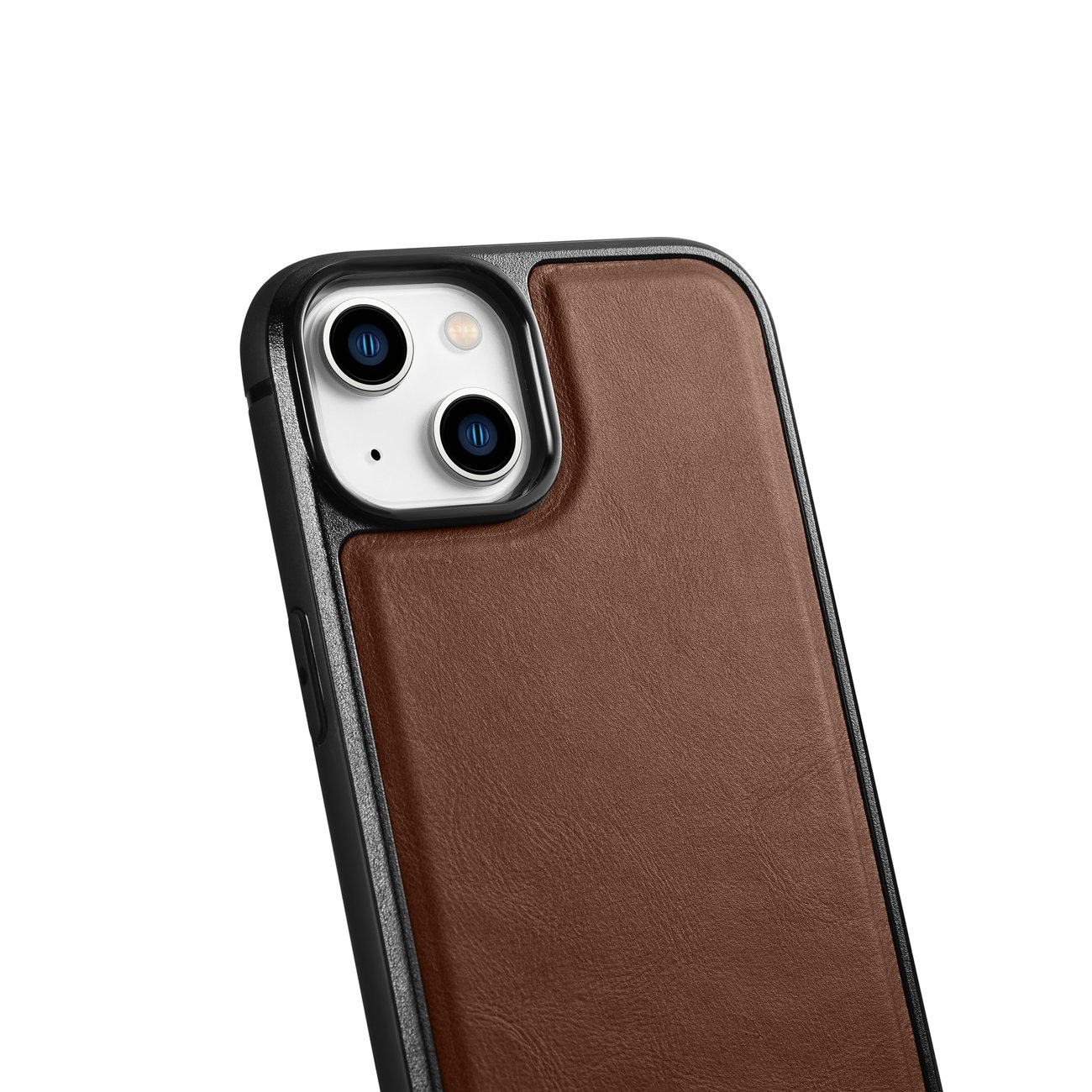 iCarer iPhone 14 Plus läderfodral i äkta läder med oljevax, Brun (MagSafe-kompatibel)