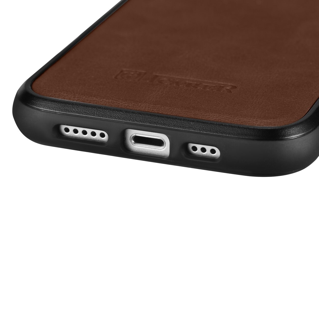 iCarer iPhone 14 Plus läderfodral i äkta läder med oljevax, Brun (MagSafe-kompatibel)