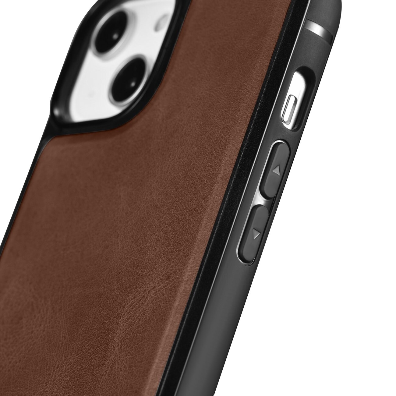 iCarer iPhone 14 Plus läderfodral i äkta läder med oljevax, Brun (MagSafe-kompatibel)