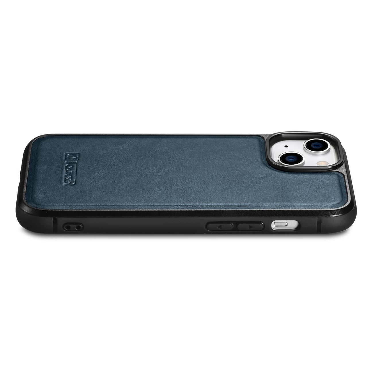 iCarer Läderolja Vaxfodral täckt med naturläder för iPhone 14 Plus blå (WMI14220719-BU)