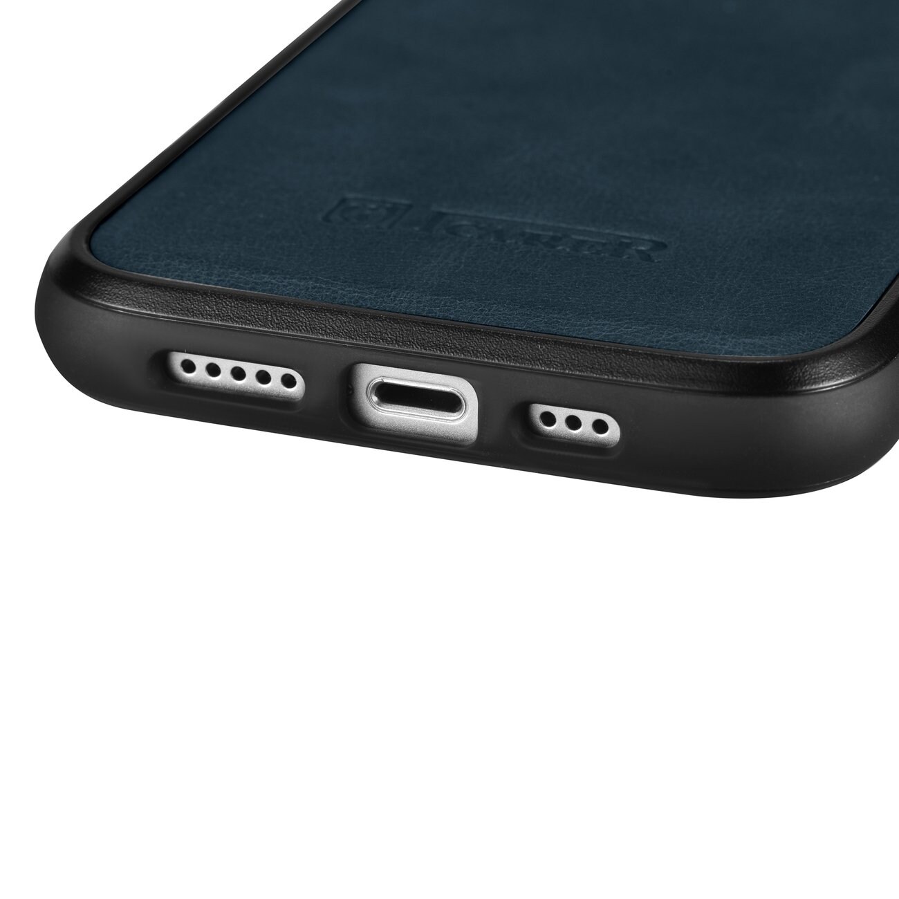 iCarer Läderolja Vaxfodral täckt med naturläder för iPhone 14 Plus blå (WMI14220719-BU)
