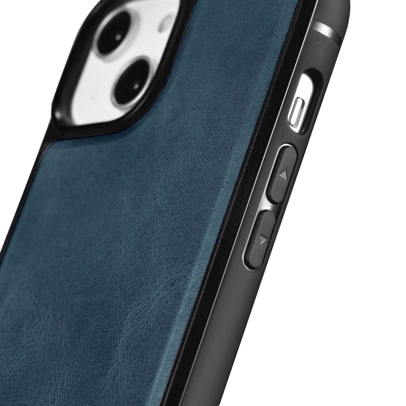 iCarer Läderolja Vaxfodral täckt med naturläder för iPhone 14 Plus blå (WMI14220719-BU)