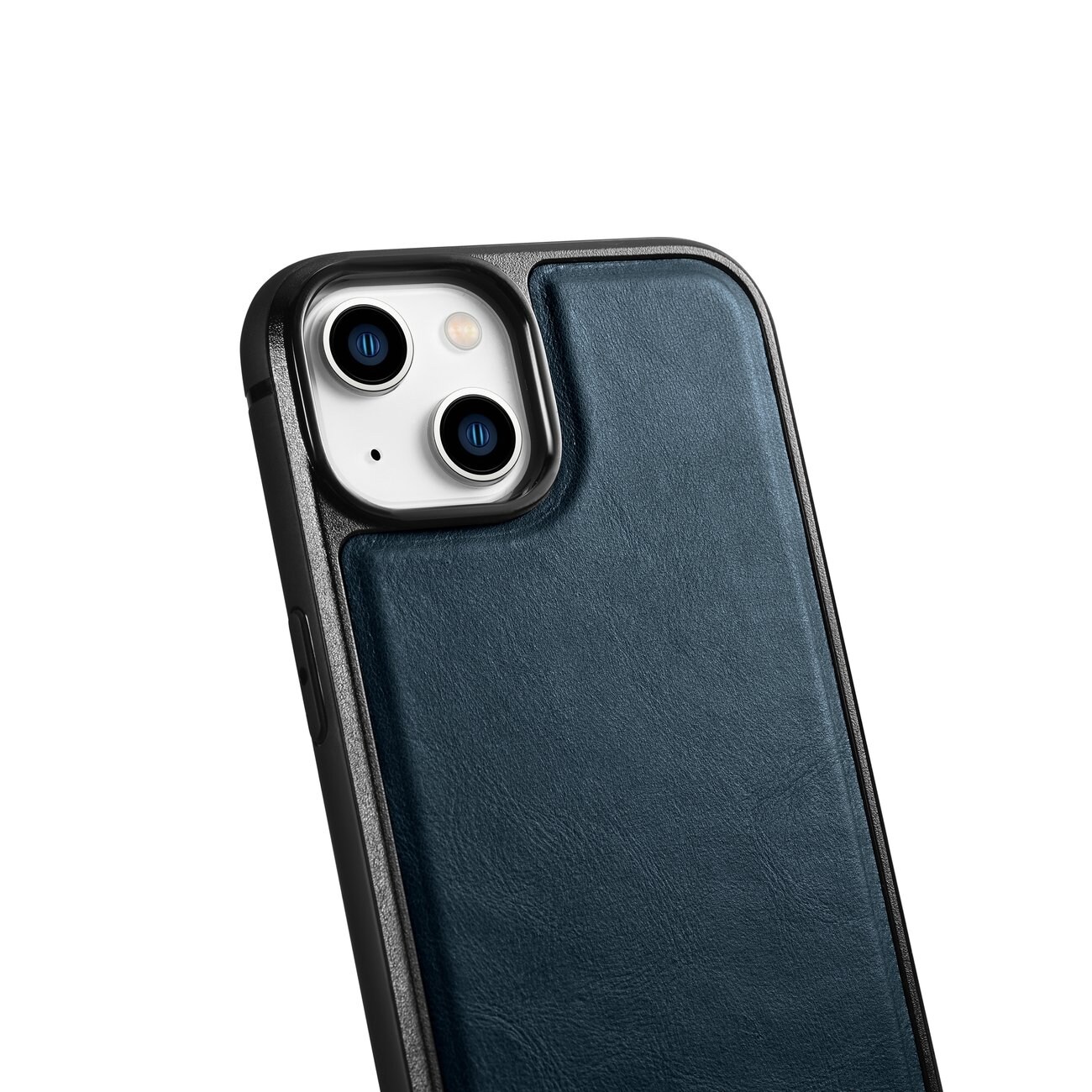 iCarer Läderolja Vaxfodral täckt med naturläder för iPhone 14 Plus blå (WMI14220719-BU)