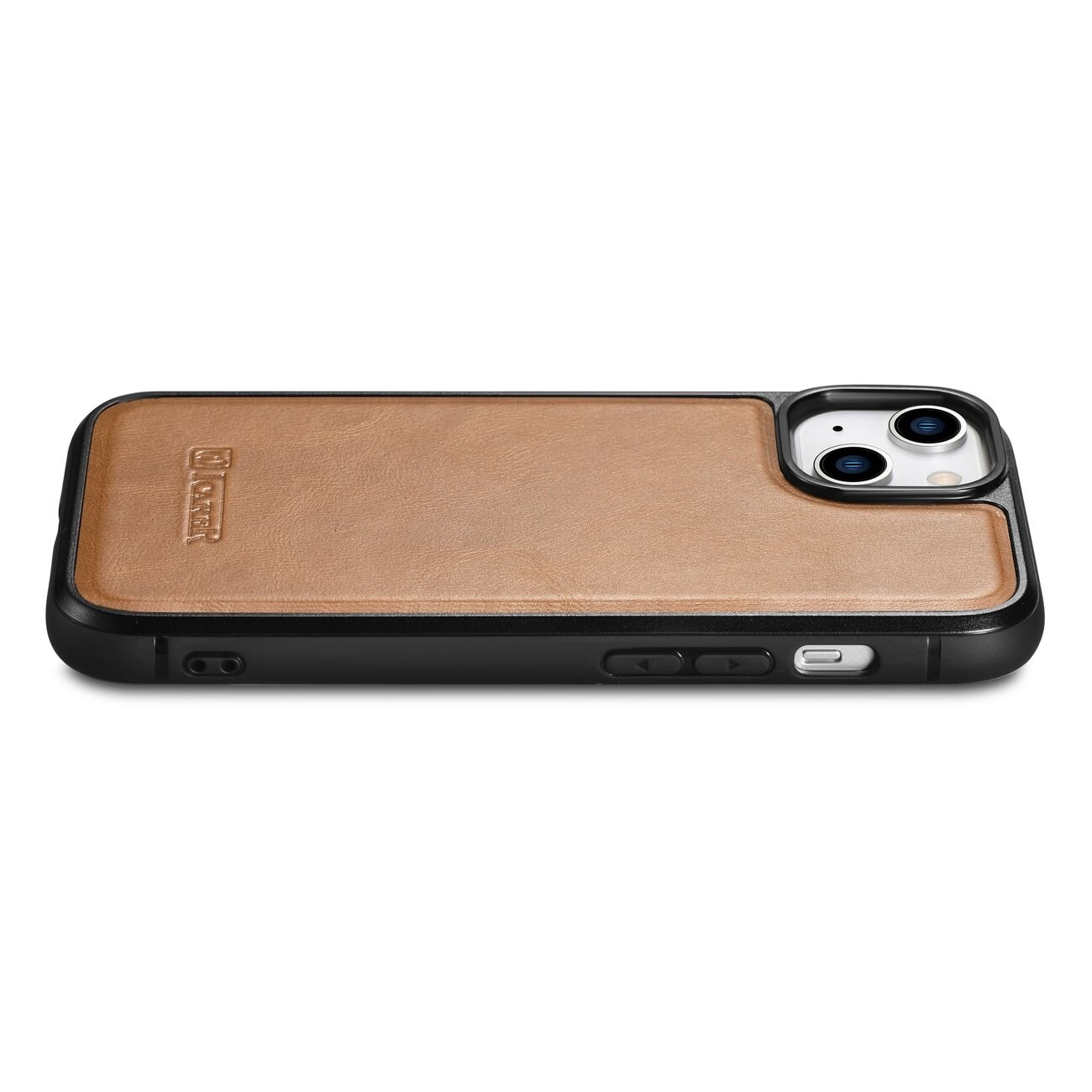 iCarer Läderolja Vaxfodral täckt med naturläder för iPhone 14 Plus brun (WMI14220719-TN)