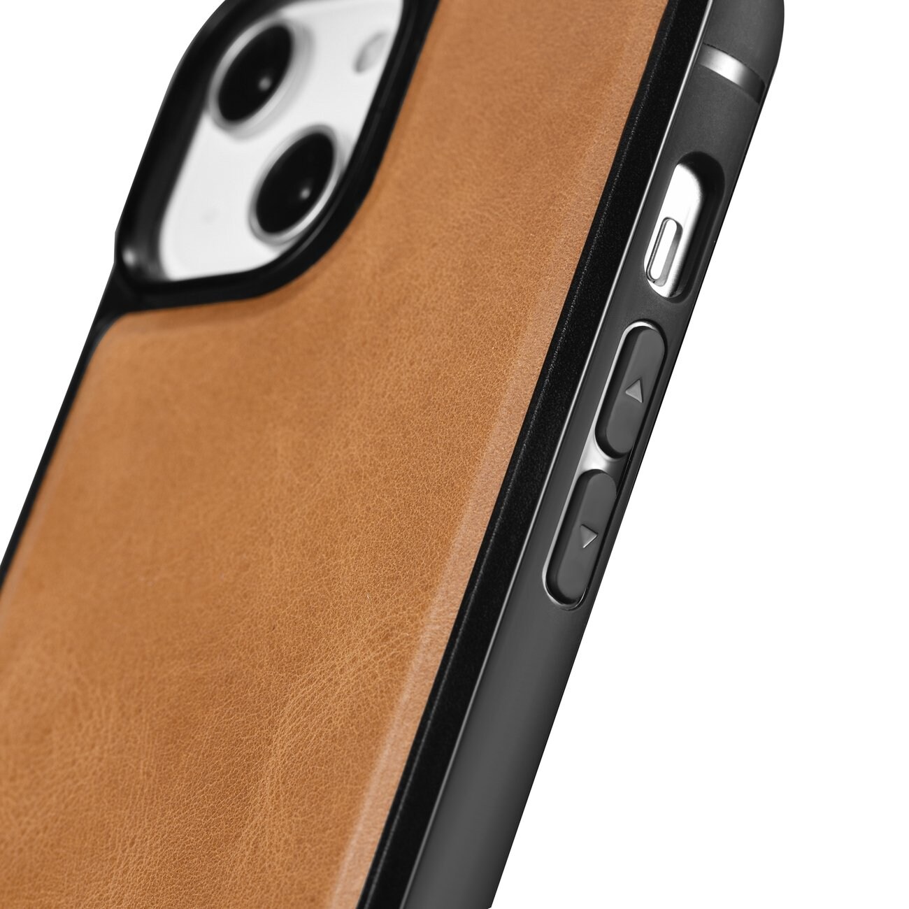 iCarer Läderolja Vaxfodral täckt med naturläder för iPhone 14 Plus brun (WMI14220719-TN)