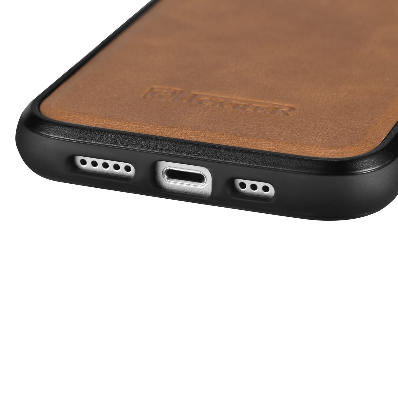 iCarer Läderolja Vaxfodral täckt med naturläder för iPhone 14 Plus brun (WMI14220719-TN)
