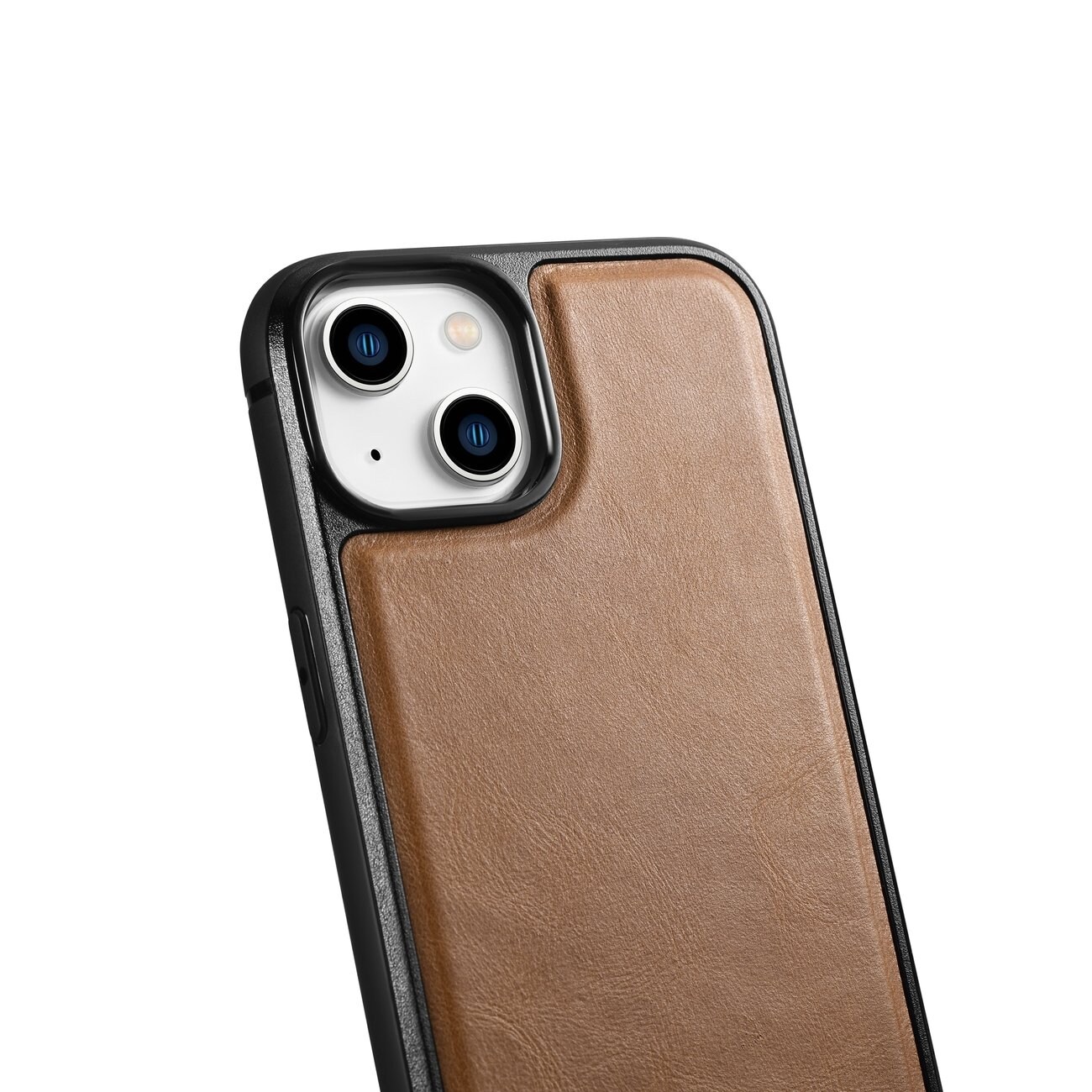 iCarer Läderolja Vaxfodral täckt med naturläder för iPhone 14 Plus brun (WMI14220719-TN)