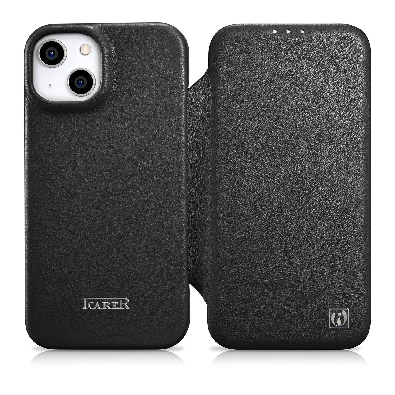 iCarer CE Premium Leather Folio Case for iPhone 14 Plus MagSafe Black (WMI14220715-BK)