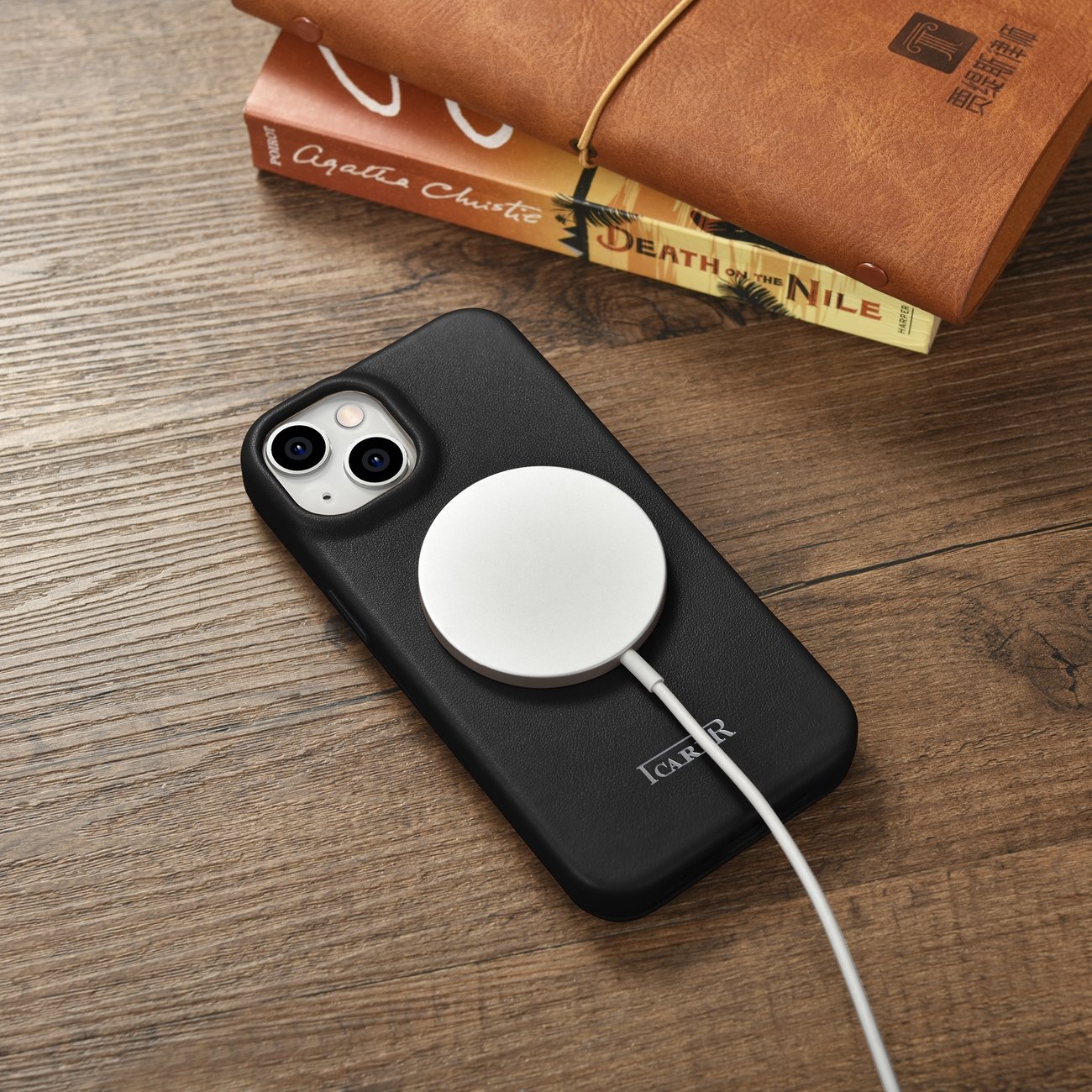 iCarer CE Premium Leather Folio Case for iPhone 14 Plus MagSafe Black (WMI14220715-BK)