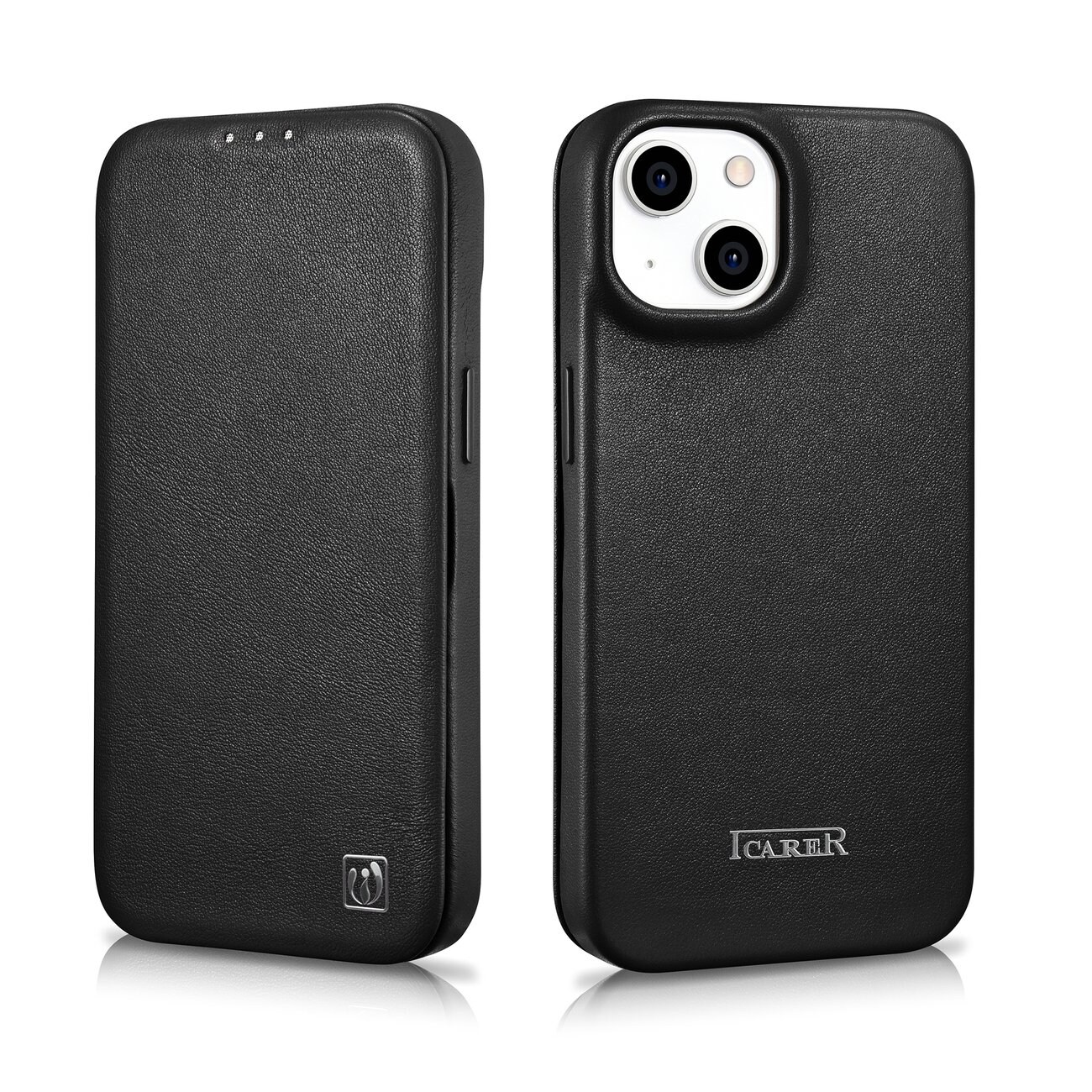 iCarer CE Premium Leather Folio Case for iPhone 14 Plus MagSafe Black (WMI14220715-BK)