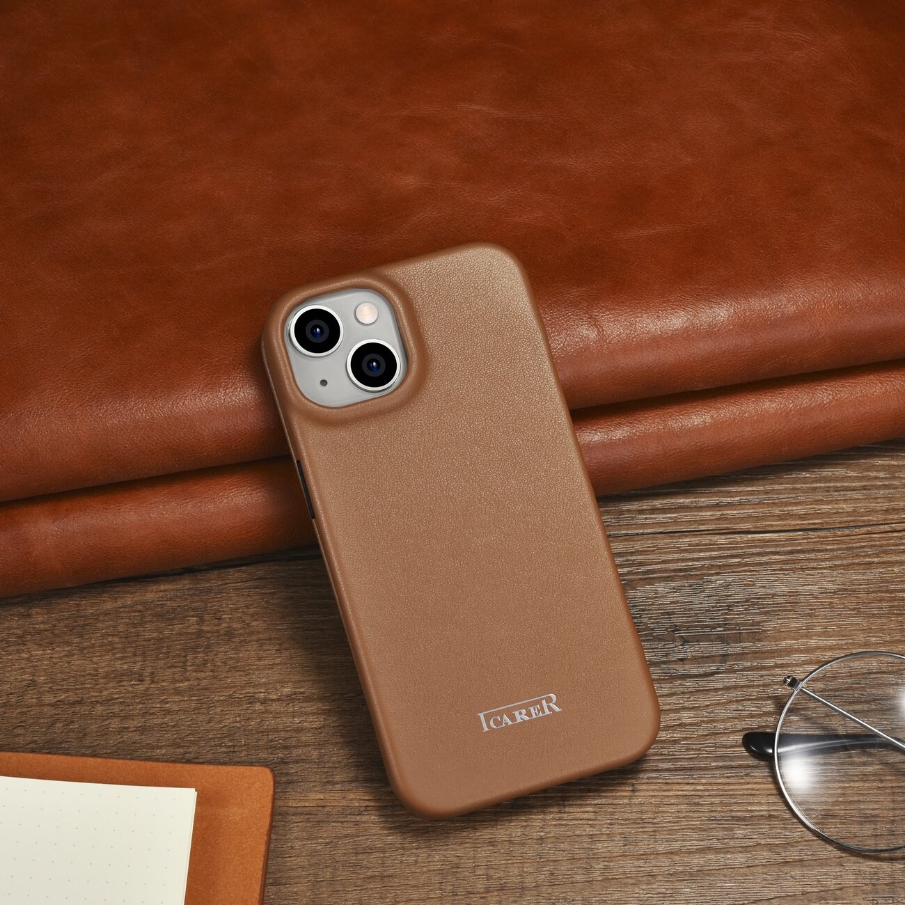 iCarer CE Premium Leather Folio Case for iPhone 14 Plus MagSafe Brown (WMI14220715-BN)