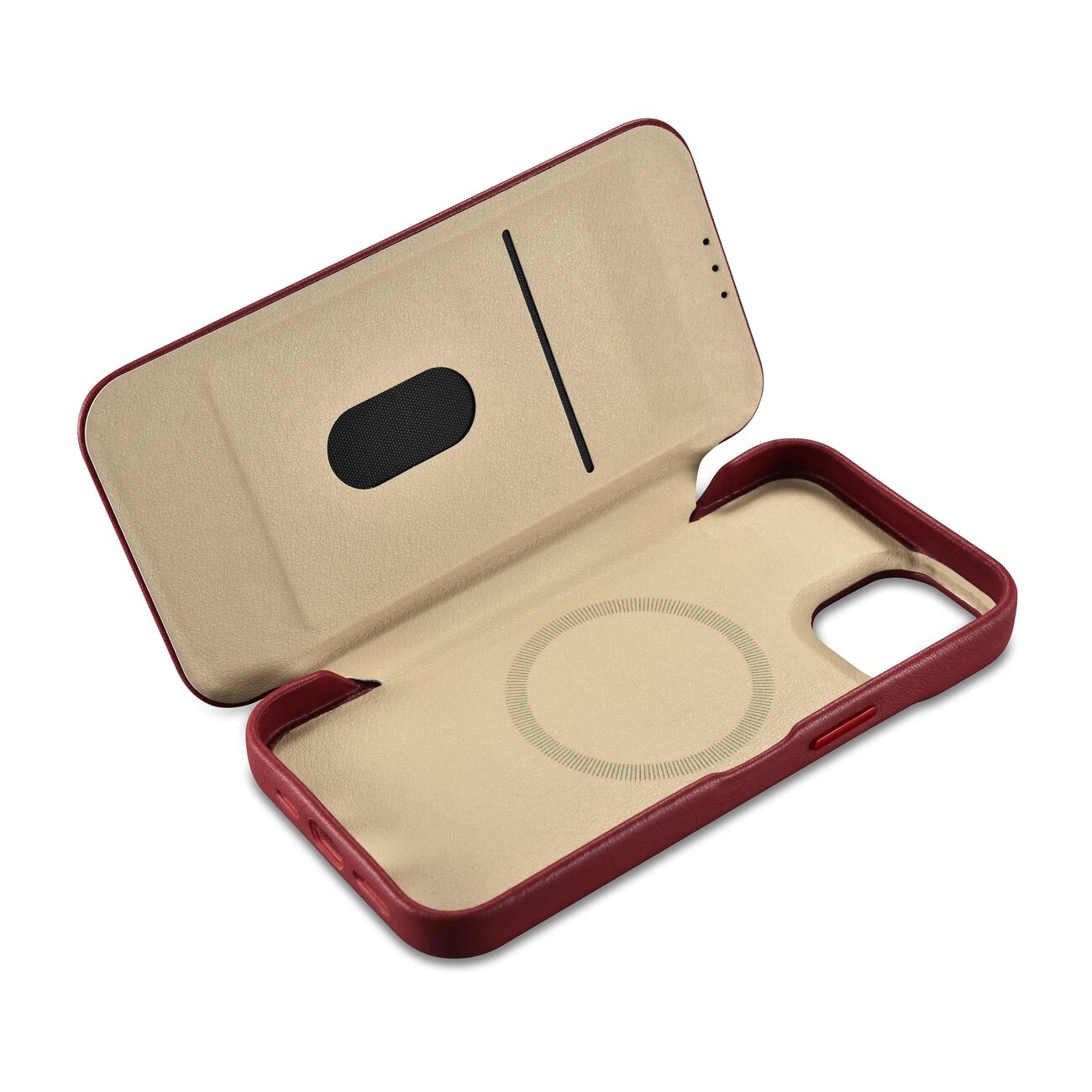 iCarer CE Premium Läder Foliofodral iPhone 14 Plus Magnetiskt MagSafe Röd (WMI14220715-RD)