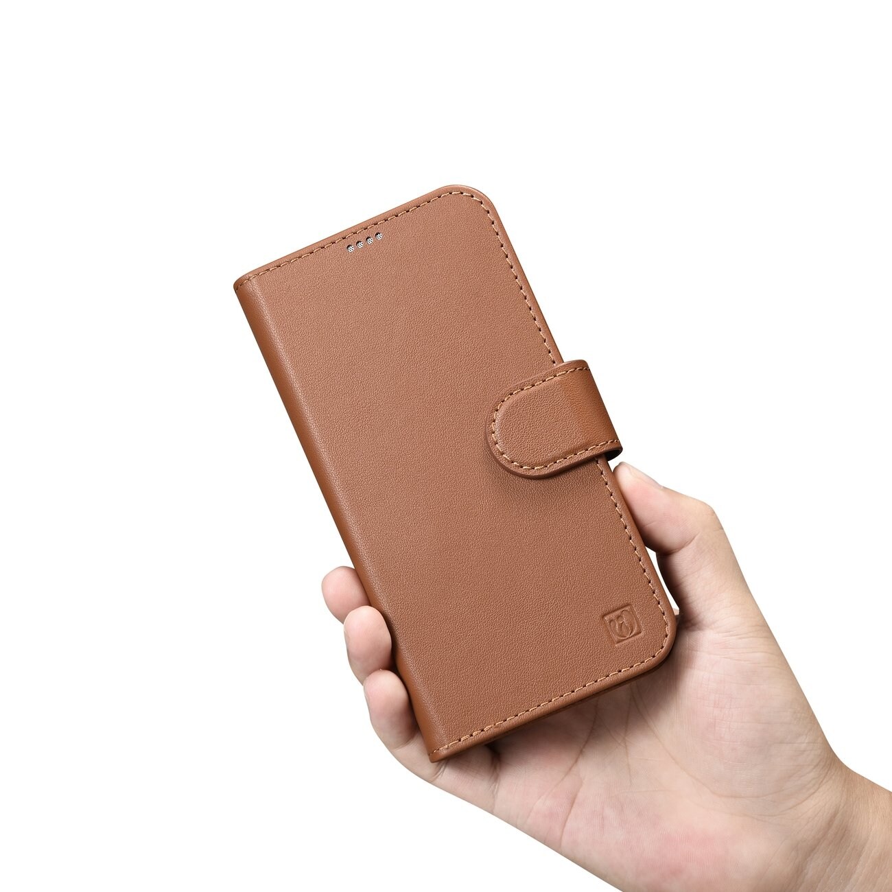 iCarer plånboksfodral 2in1-skydd iPhone 14 Plus Anti-RFID läder flipfodral Brun (WMI14220727-BN)