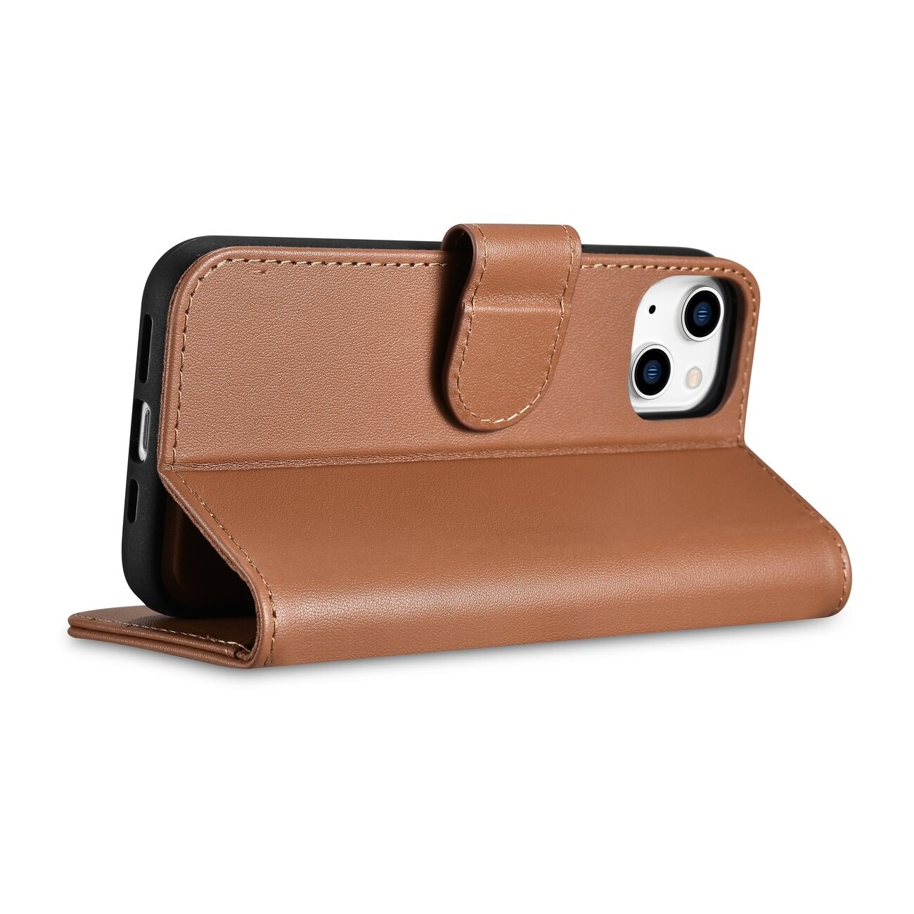 iCarer plånboksfodral 2in1-skydd iPhone 14 Plus Anti-RFID läder flipfodral Brun (WMI14220727-BN)