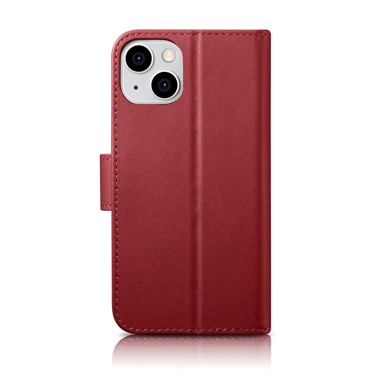 iCarer plånboksfodral 2in1 skydd iPhone 14 Plus Anti-RFID läder flipskydd röd (WMI14220727-RD)