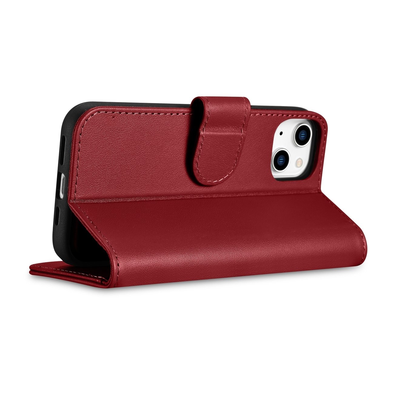 iCarer plånboksfodral 2in1 skydd iPhone 14 Plus Anti-RFID läder flipskydd röd (WMI14220727-RD)