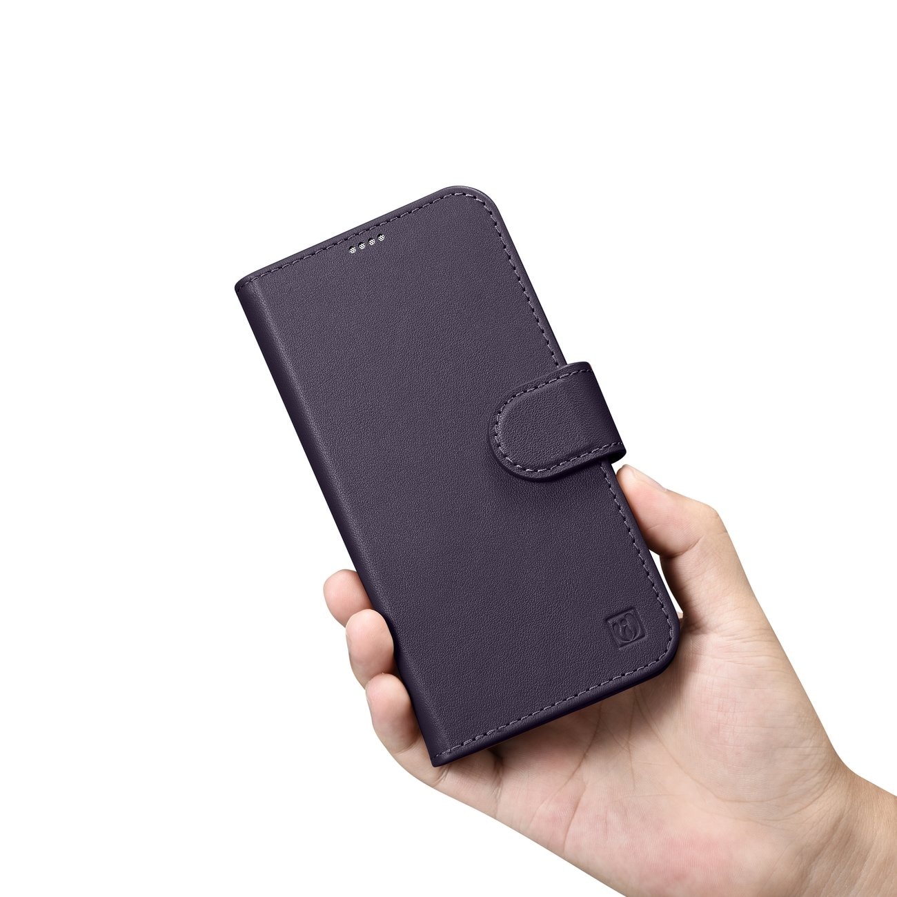 iCarer plånboksfodral 2in1-skydd iPhone 14 Plus Anti-RFID läder flipfodral mörklila (WMI14220727-DP)