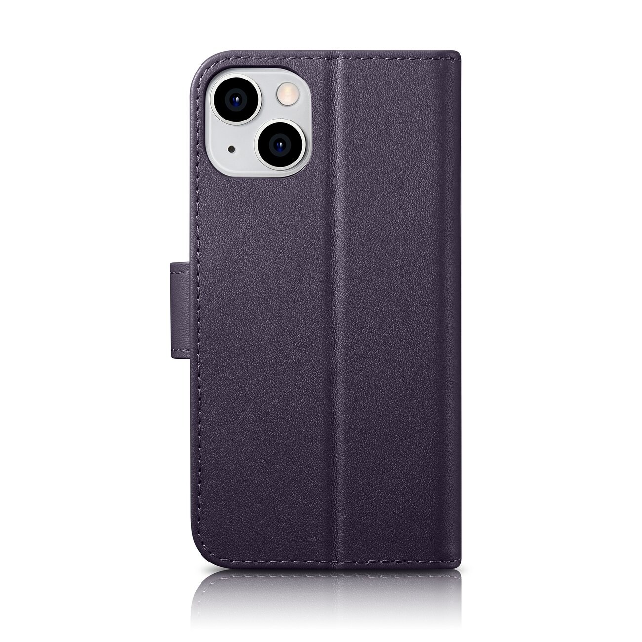 iCarer plånboksfodral 2in1-skydd iPhone 14 Plus Anti-RFID läder flipfodral mörklila (WMI14220727-DP)