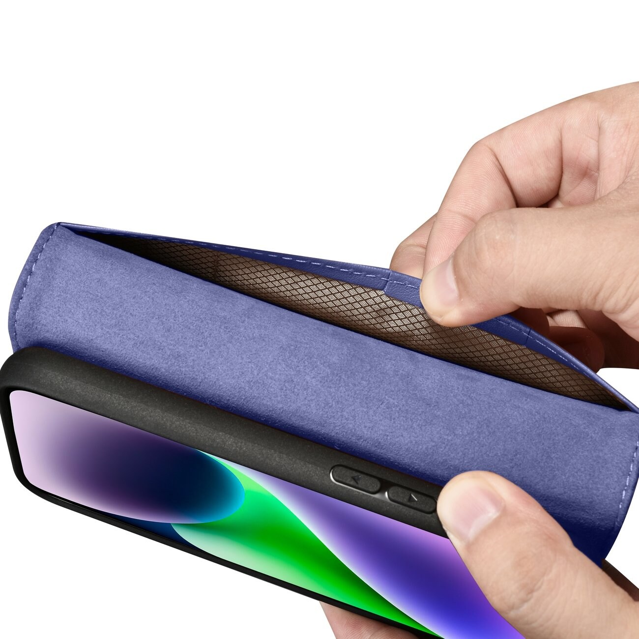 iCarer plånboksfodral 2in1 skydd iPhone 14 Plus Anti-RFID läder flipfodral ljuslila (WMI14220727-LP)