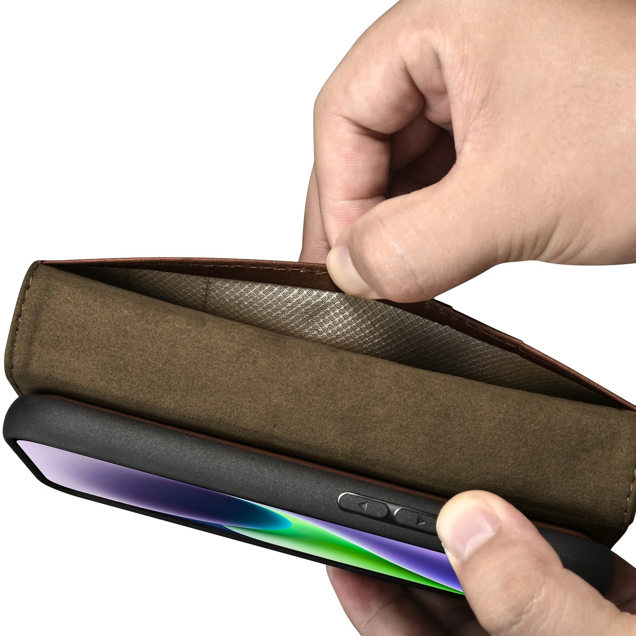 iCarer Oljevax 2in1 Plånboksfodral i Läder för iPhone 14 Plus Anti-RFID Brun (WMI14220723-BN)