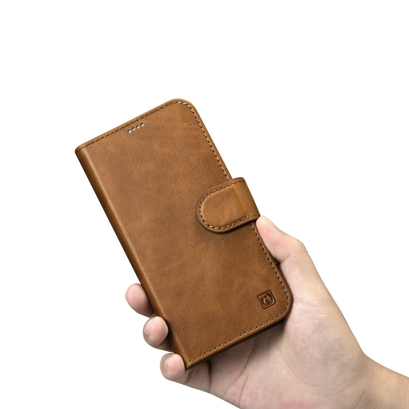 iCarer Oljevax 2in1 Plånboksfodral i Läder för iPhone 14 Plus, Anti-RFID, Brun (WMI14220723-TN)