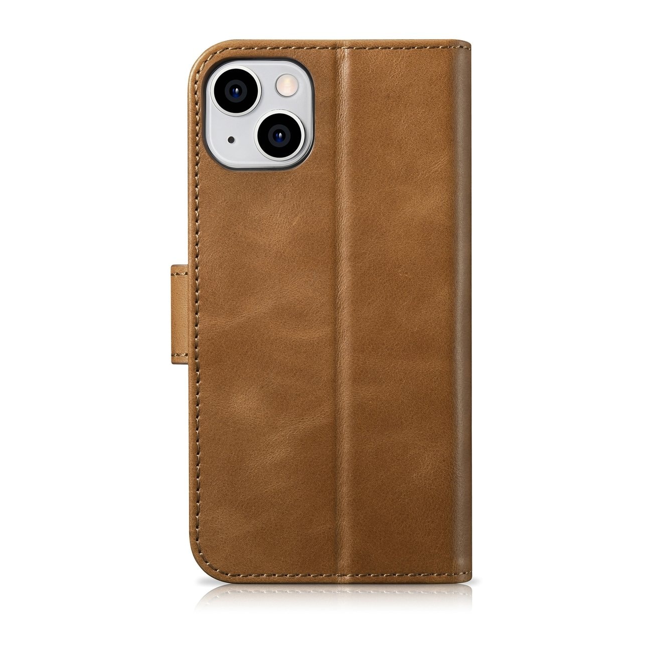iCarer Oljevax 2in1 Plånboksfodral i Läder för iPhone 14 Plus, Anti-RFID, Brun (WMI14220723-TN)