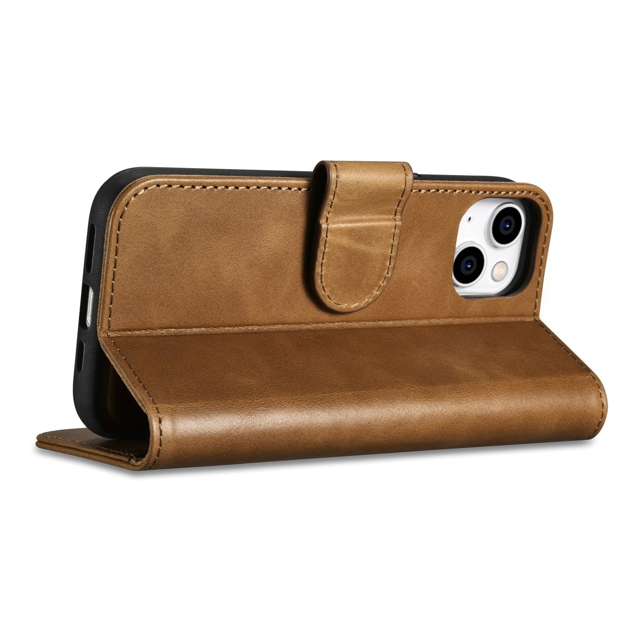 iCarer Oljevax 2in1 Plånboksfodral i Läder för iPhone 14 Plus, Anti-RFID, Brun (WMI14220723-TN)