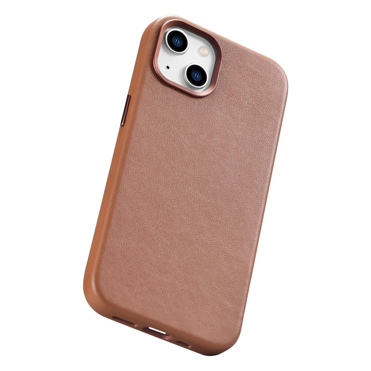 iCarer Fodral Läderfodral Skydd för iPhone 14 Plus Brun (MagSafe-kompatibel)