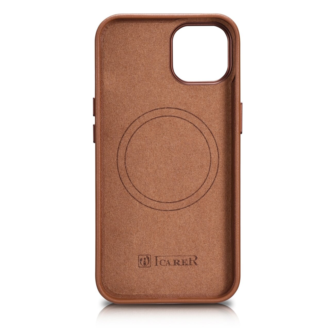 iCarer Fodral Läderfodral Skydd för iPhone 14 Plus Brun (MagSafe-kompatibel)