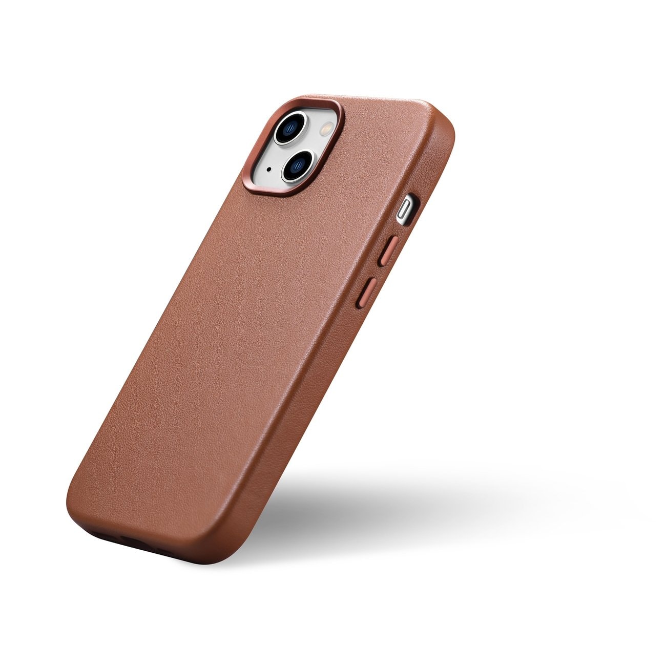 iCarer Fodral Läderfodral Skydd för iPhone 14 Plus Brun (MagSafe-kompatibel)