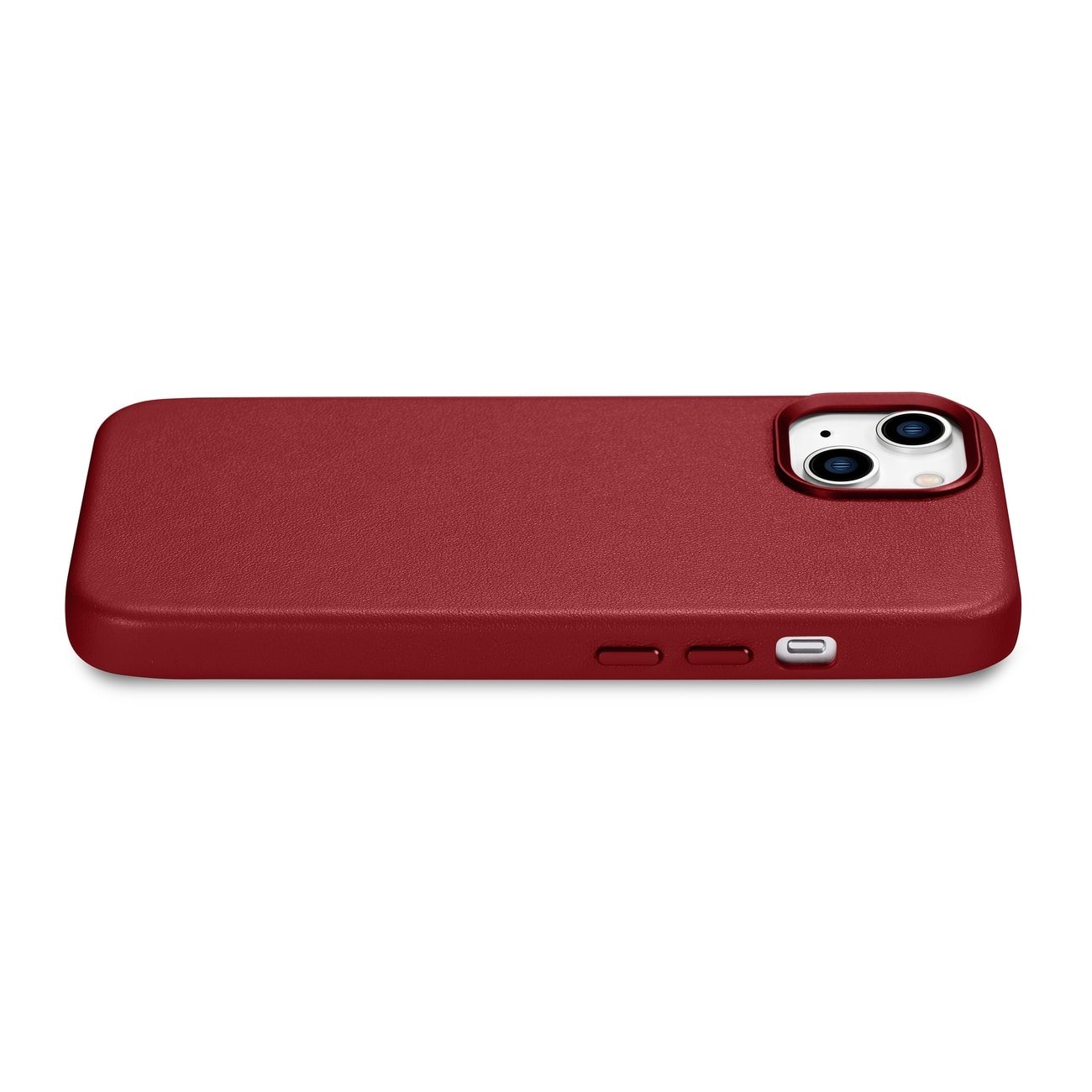 iCarer Case Läderfodral i naturläder för iPhone 14 Plus röd (kompatibel med MagSafe)