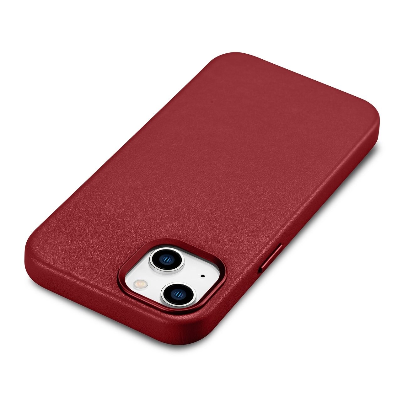 iCarer Case Läderfodral i naturläder för iPhone 14 Plus röd (kompatibel med MagSafe)