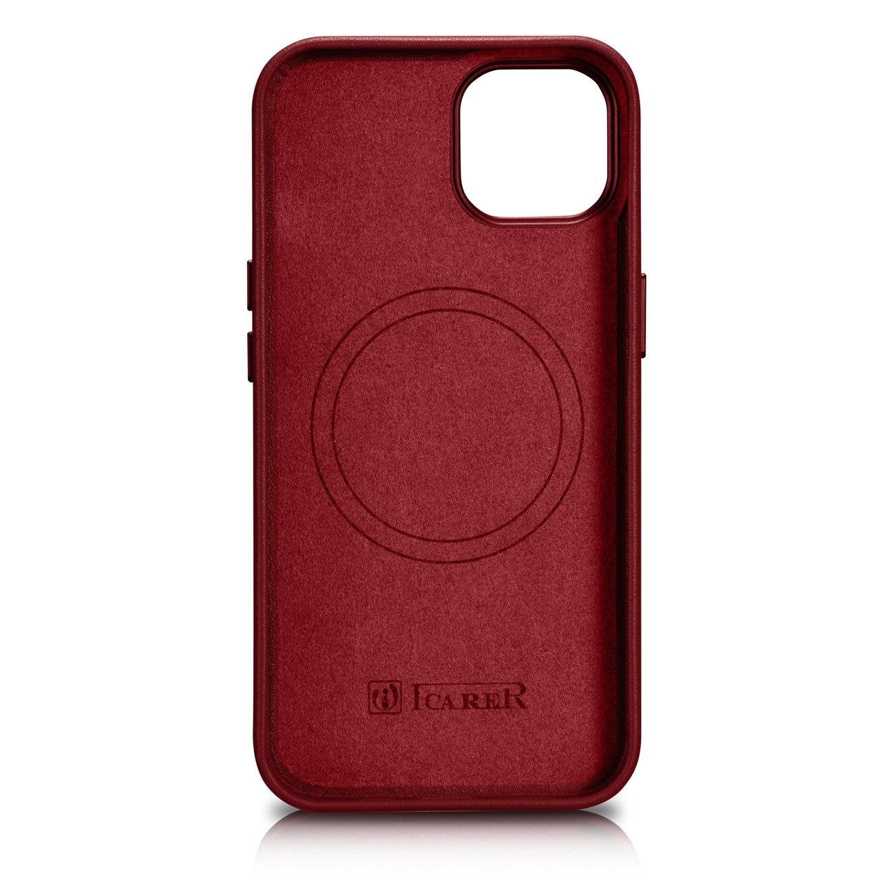 iCarer Case Läderfodral i naturläder för iPhone 14 Plus röd (kompatibel med MagSafe)