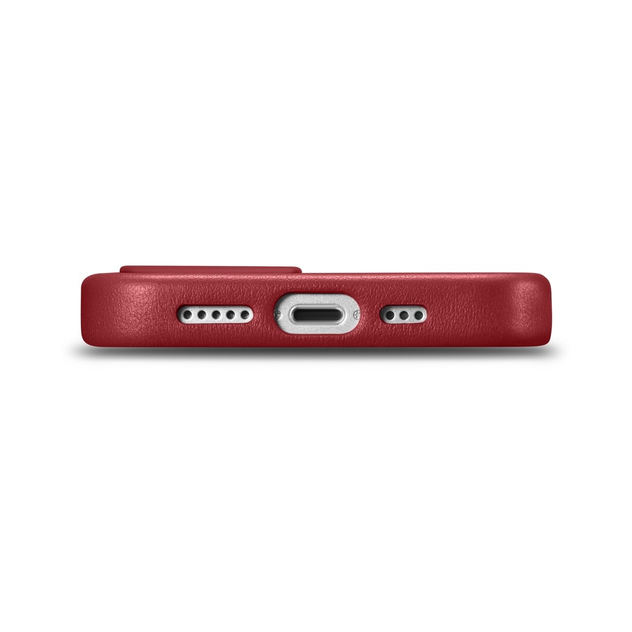 iCarer Case Läderfodral i naturläder för iPhone 14 Plus röd (kompatibel med MagSafe)