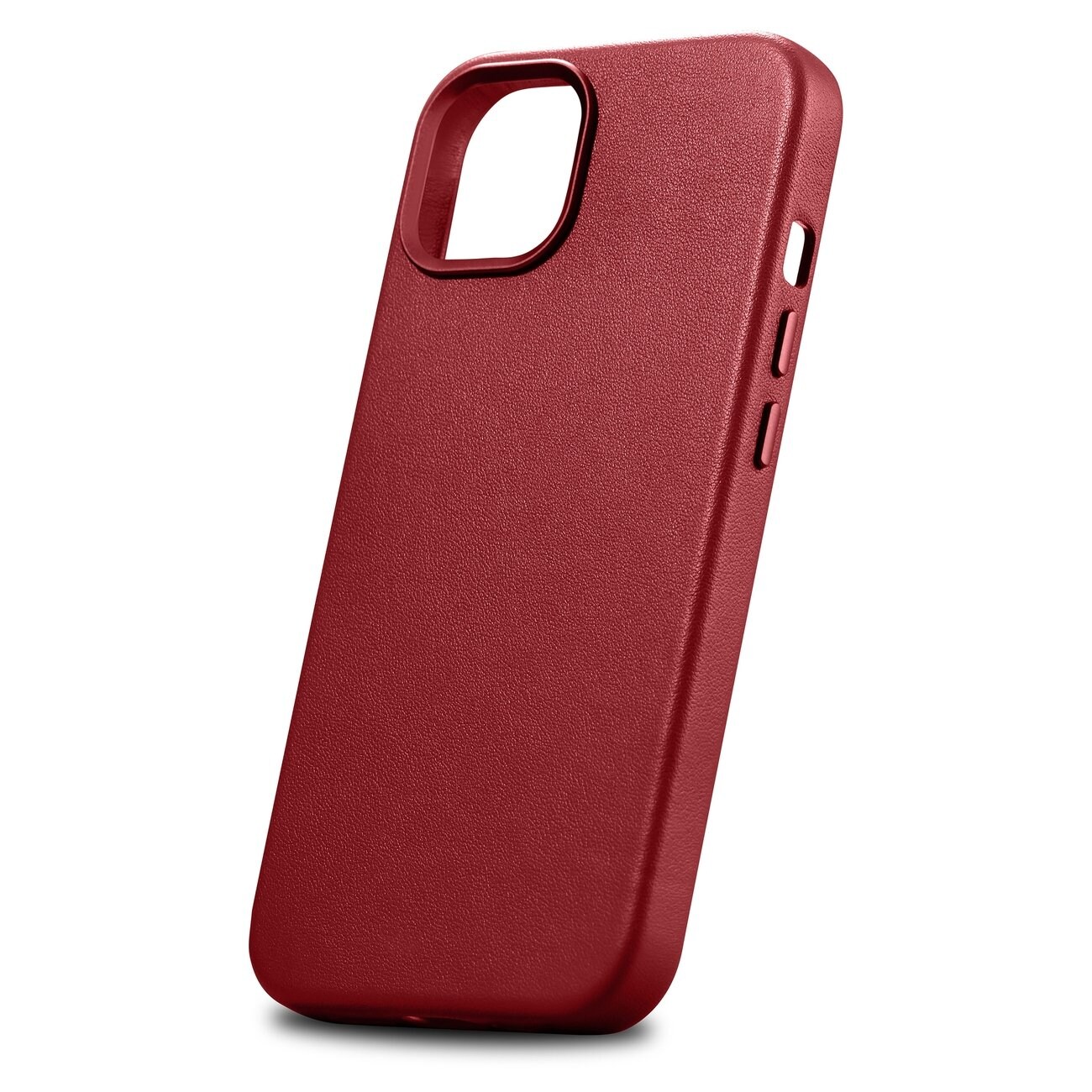 iCarer Case Läderfodral i naturläder för iPhone 14 Plus röd (kompatibel med MagSafe)