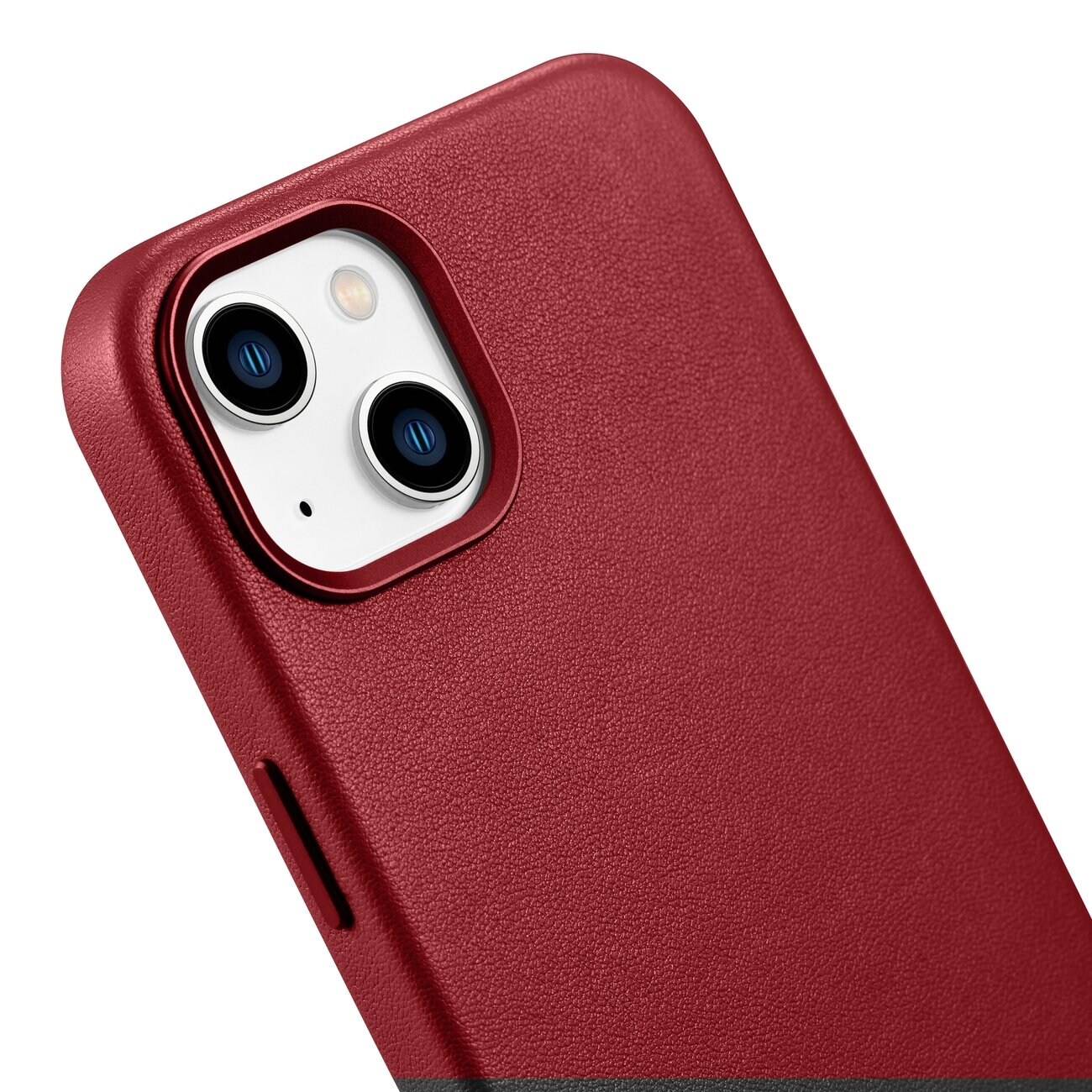 iCarer Case Läderfodral i naturläder för iPhone 14 Plus röd (kompatibel med MagSafe)