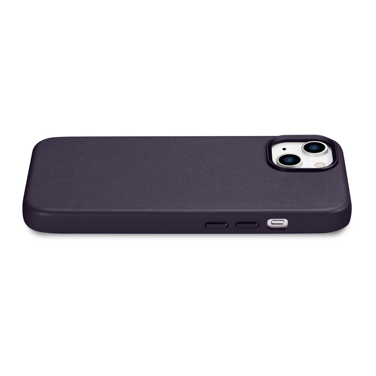 iCarer Case läderfodral för iPhone 14 Plus mörklila (MagSafe-kompatibel)