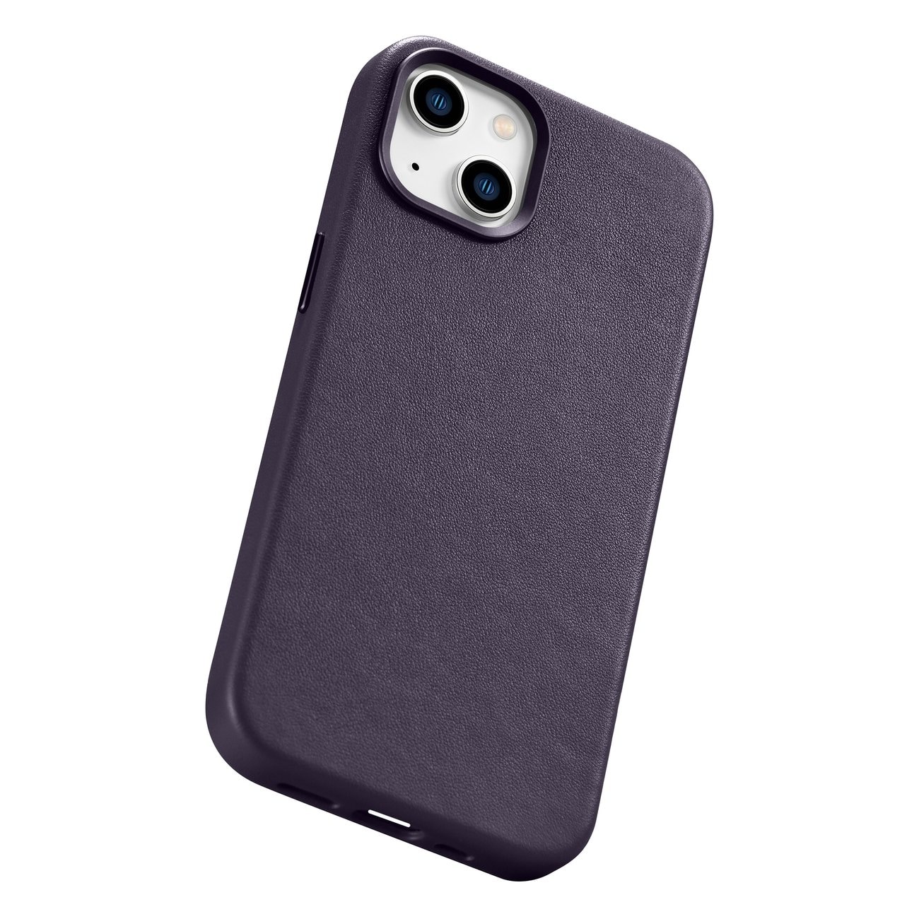 iCarer Case läderfodral för iPhone 14 Plus mörklila (MagSafe-kompatibel)
