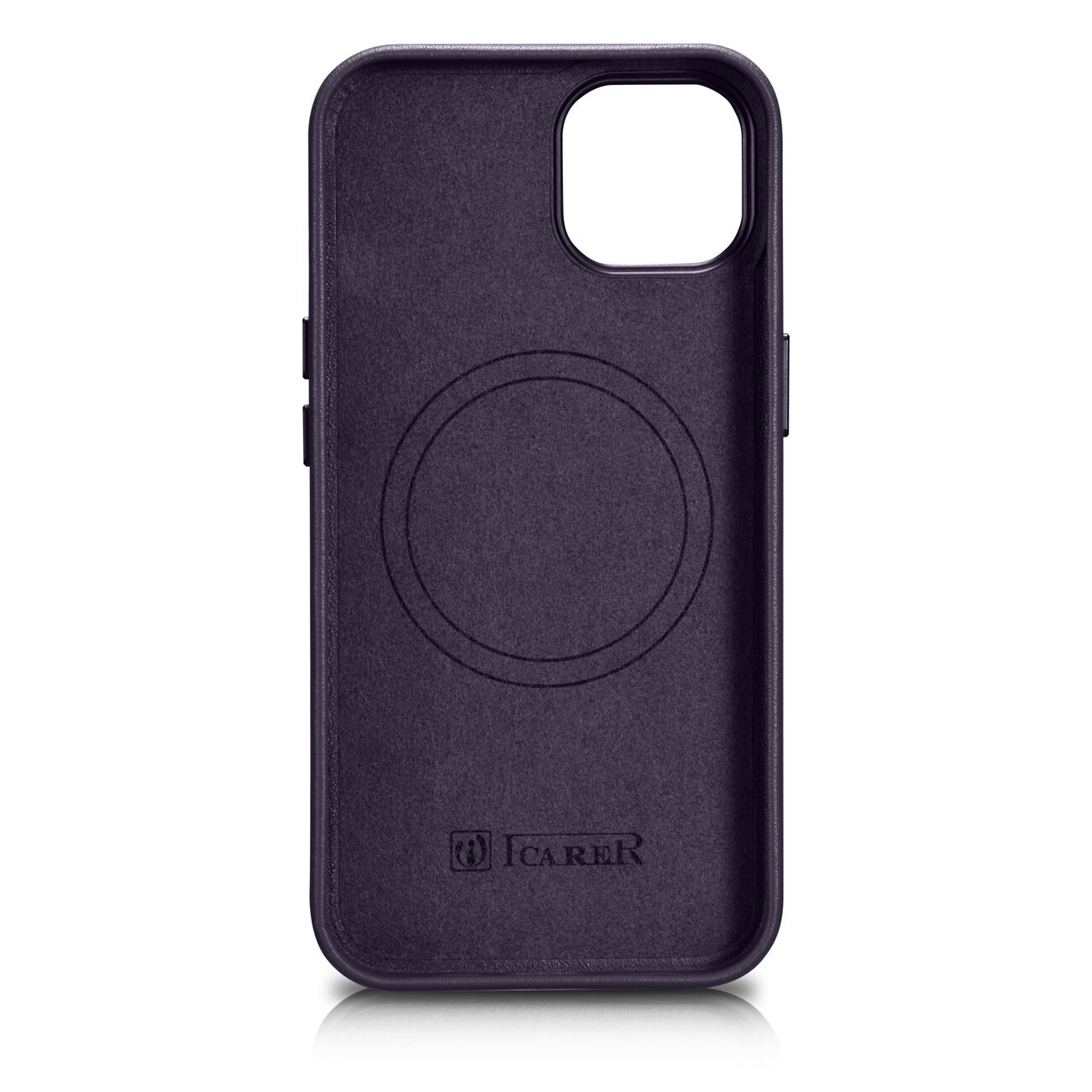 iCarer Case läderfodral för iPhone 14 Plus mörklila (MagSafe-kompatibel)