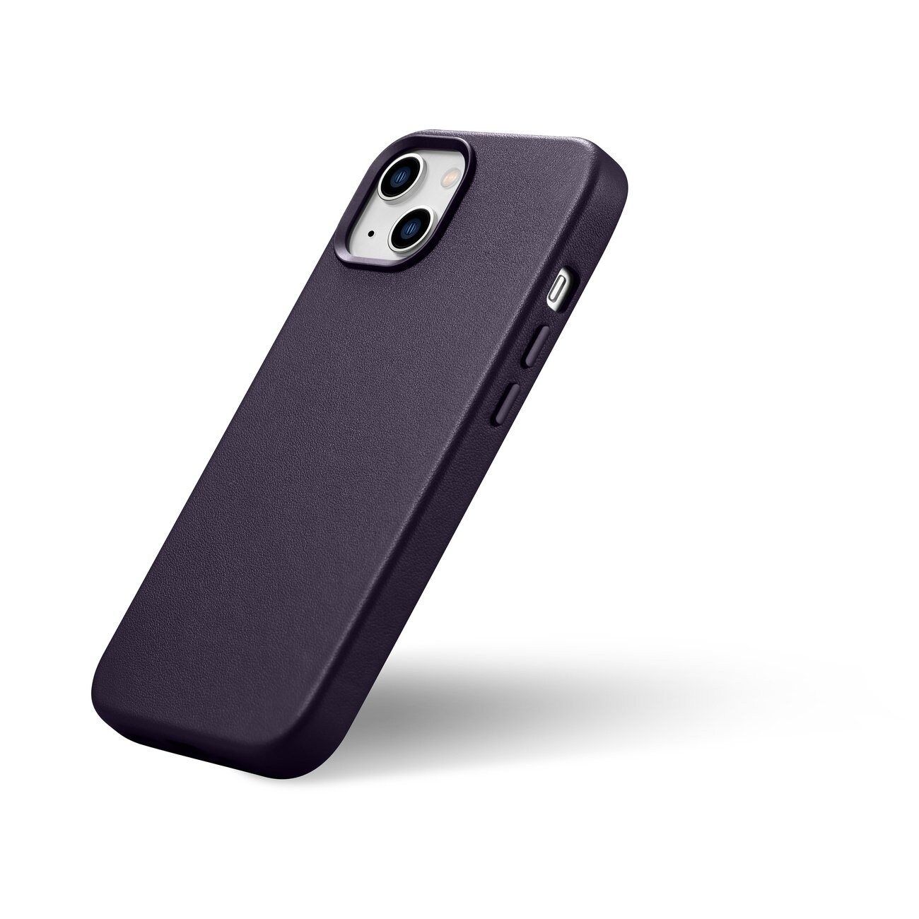iCarer Case läderfodral för iPhone 14 Plus mörklila (MagSafe-kompatibel)