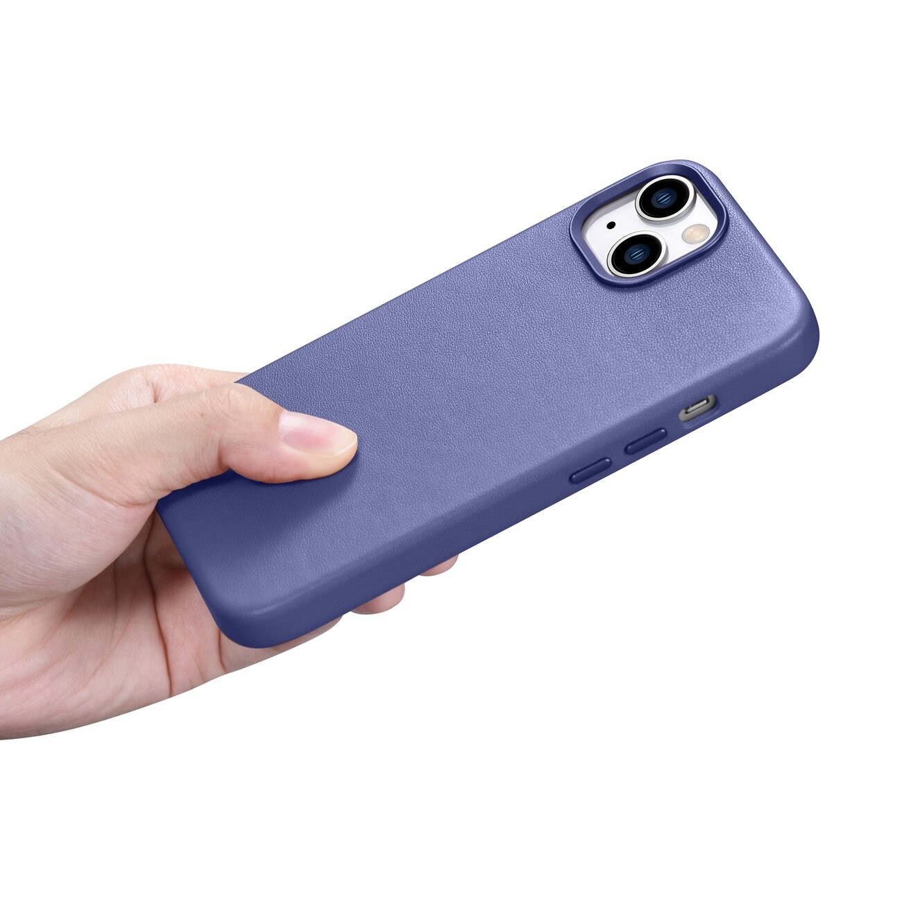 iCarer Fodral Läderöverdrag Äkta läder iPhone 14 Plus Ljuslila (MagSafe-kompatibel)