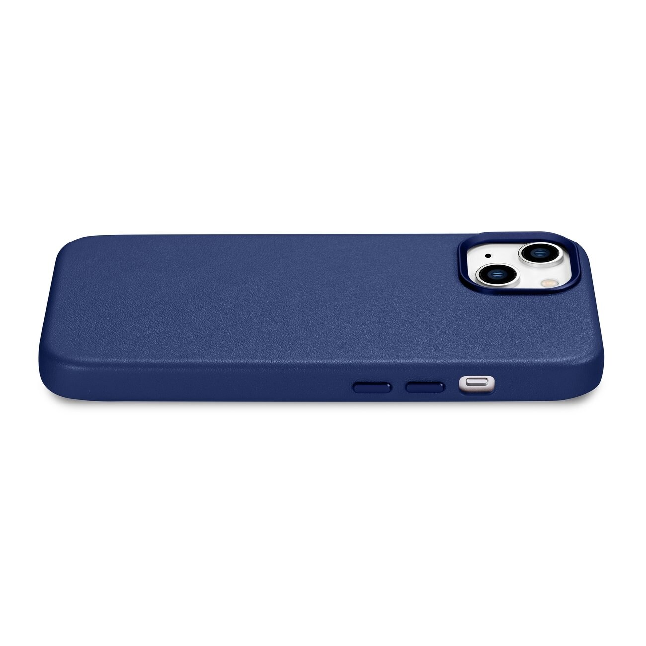 iCarer Case Läderfodral för iPhone 14 Plus äkta läderfodral blå (kompatibel med MagSafe)