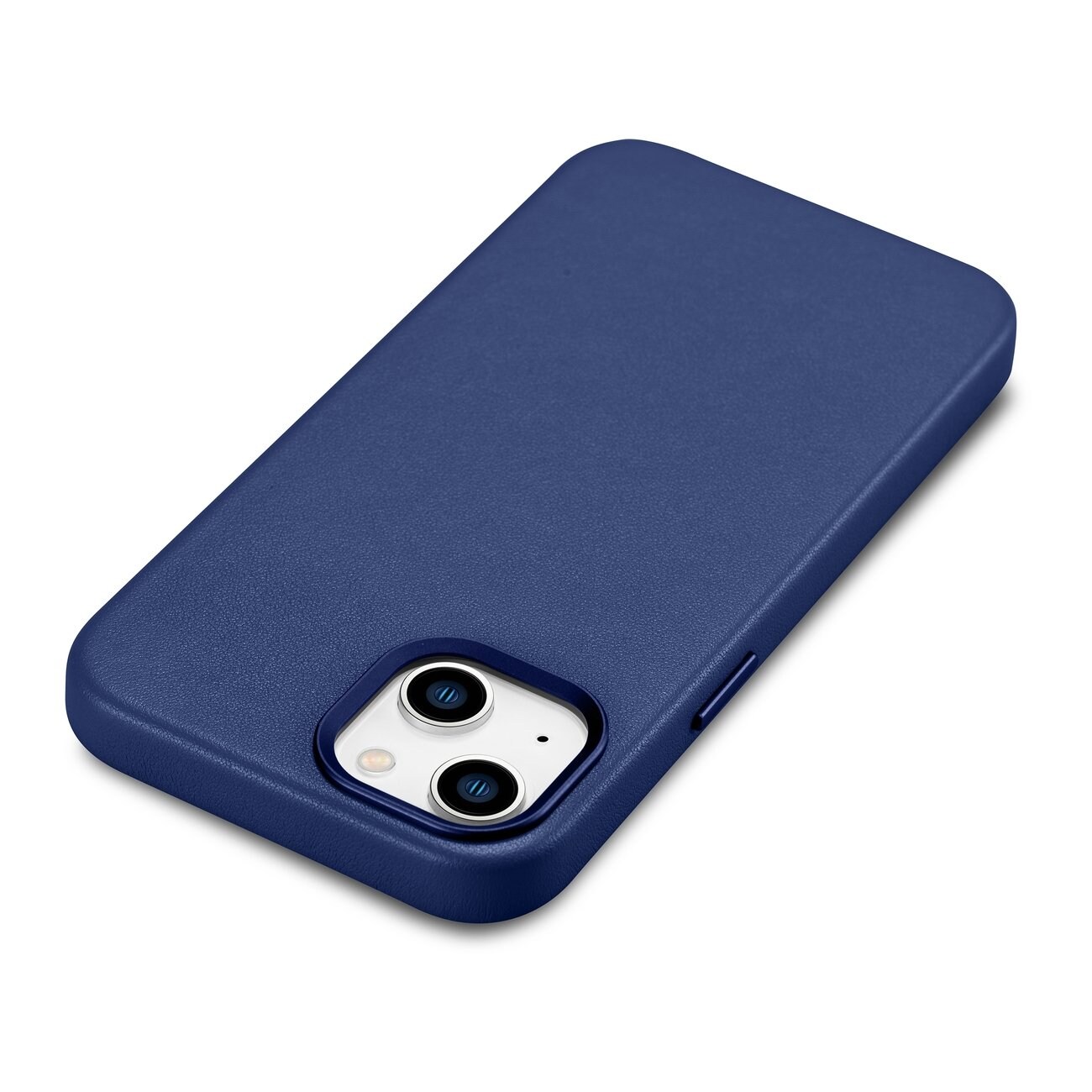iCarer Case Läderfodral för iPhone 14 Plus äkta läderfodral blå (kompatibel med MagSafe)