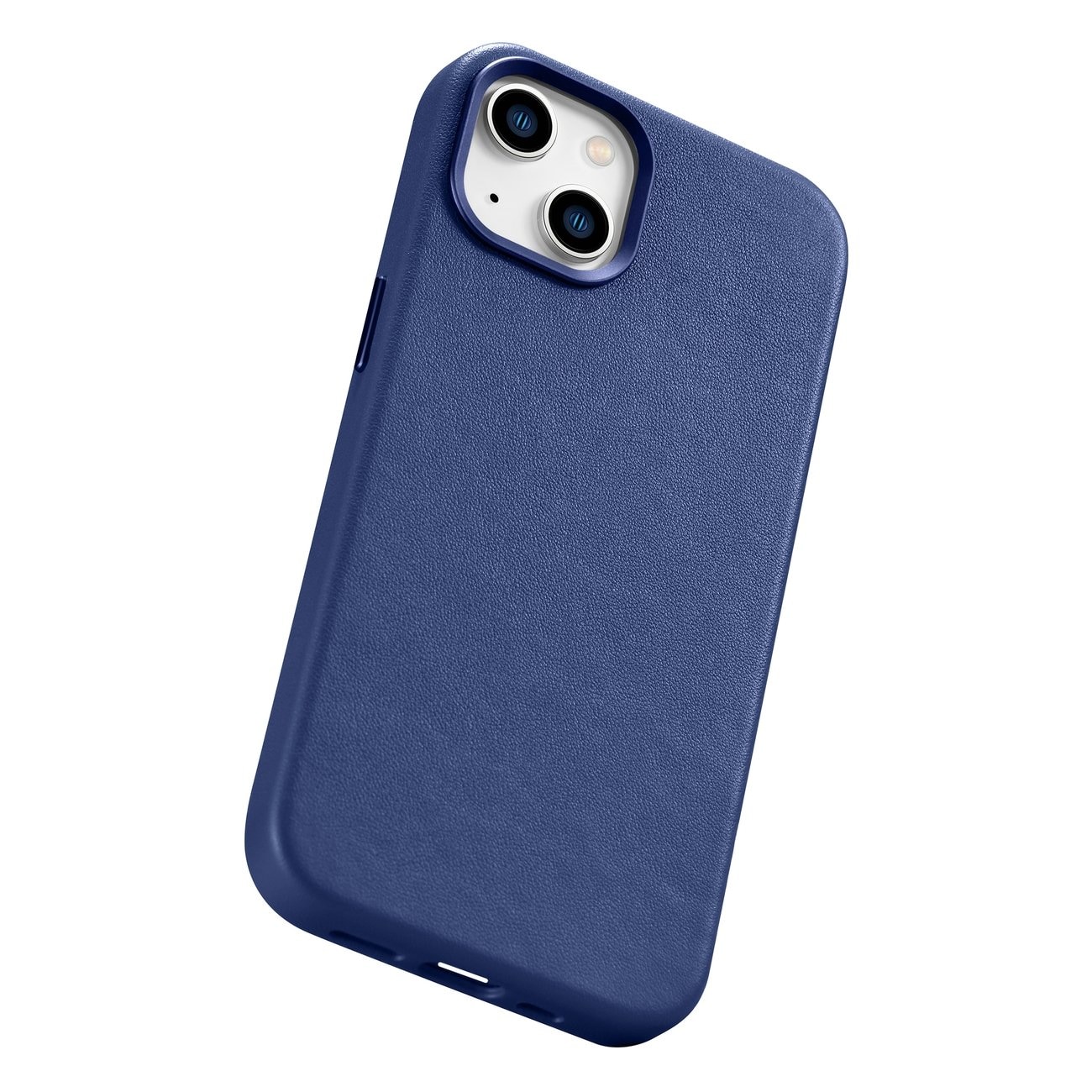 iCarer Case Läderfodral för iPhone 14 Plus äkta läderfodral blå (kompatibel med MagSafe)