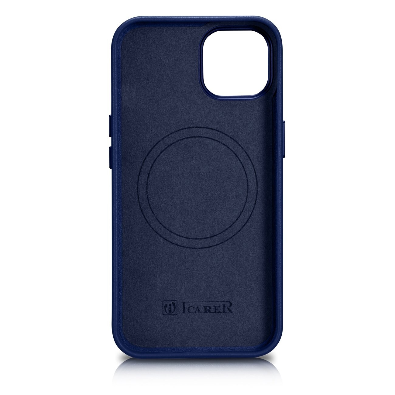 iCarer Case Läderfodral för iPhone 14 Plus äkta läderfodral blå (kompatibel med MagSafe)