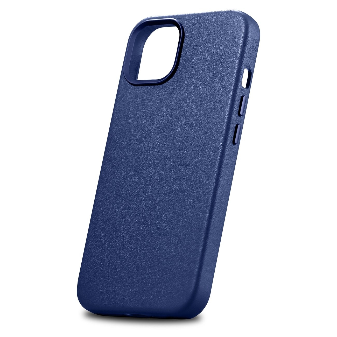 iCarer Case Läderfodral för iPhone 14 Plus äkta läderfodral blå (kompatibel med MagSafe)