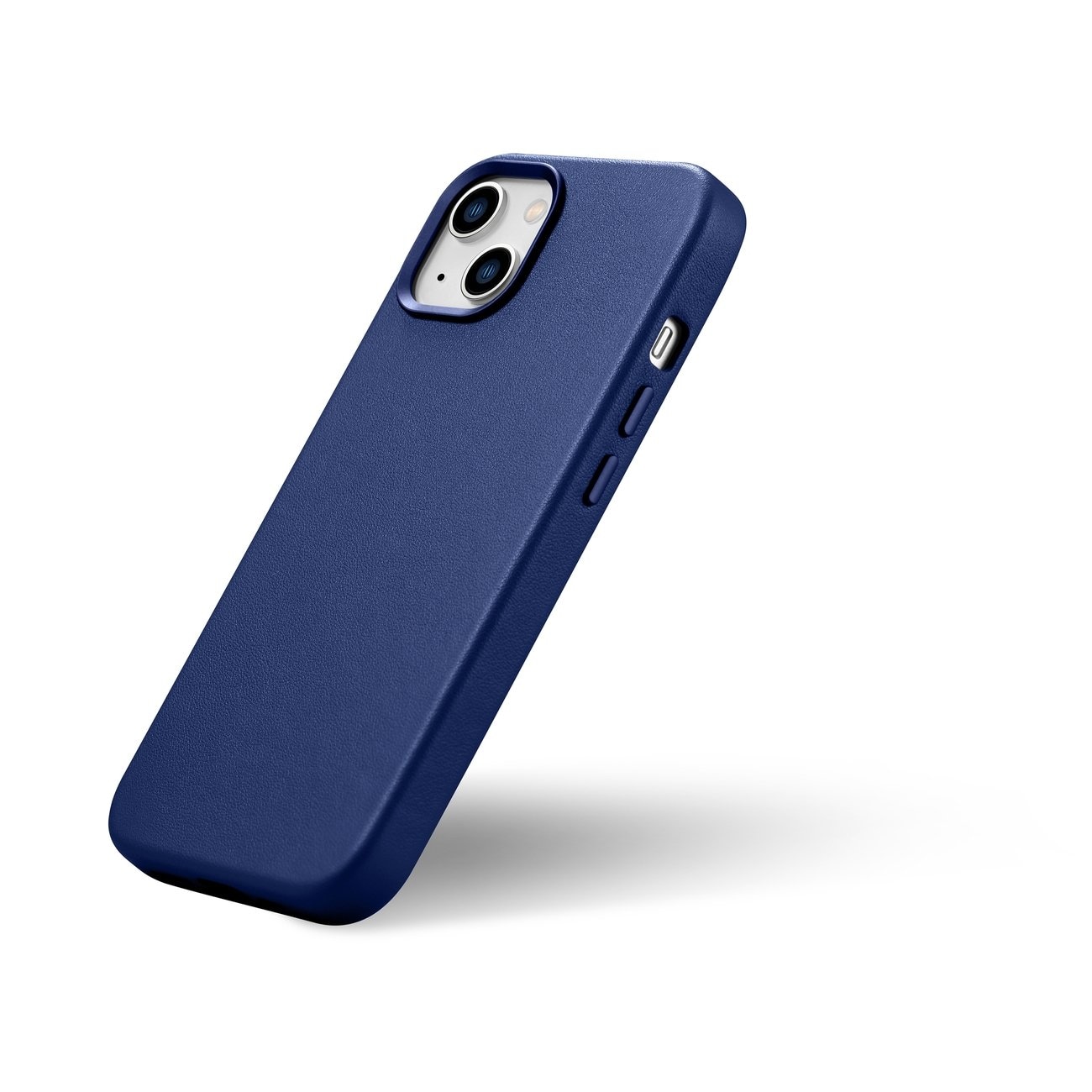iCarer Case Läderfodral för iPhone 14 Plus äkta läderfodral blå (kompatibel med MagSafe)