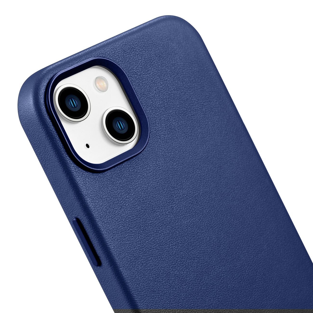 iCarer Case Läderfodral för iPhone 14 Plus äkta läderfodral blå (kompatibel med MagSafe)