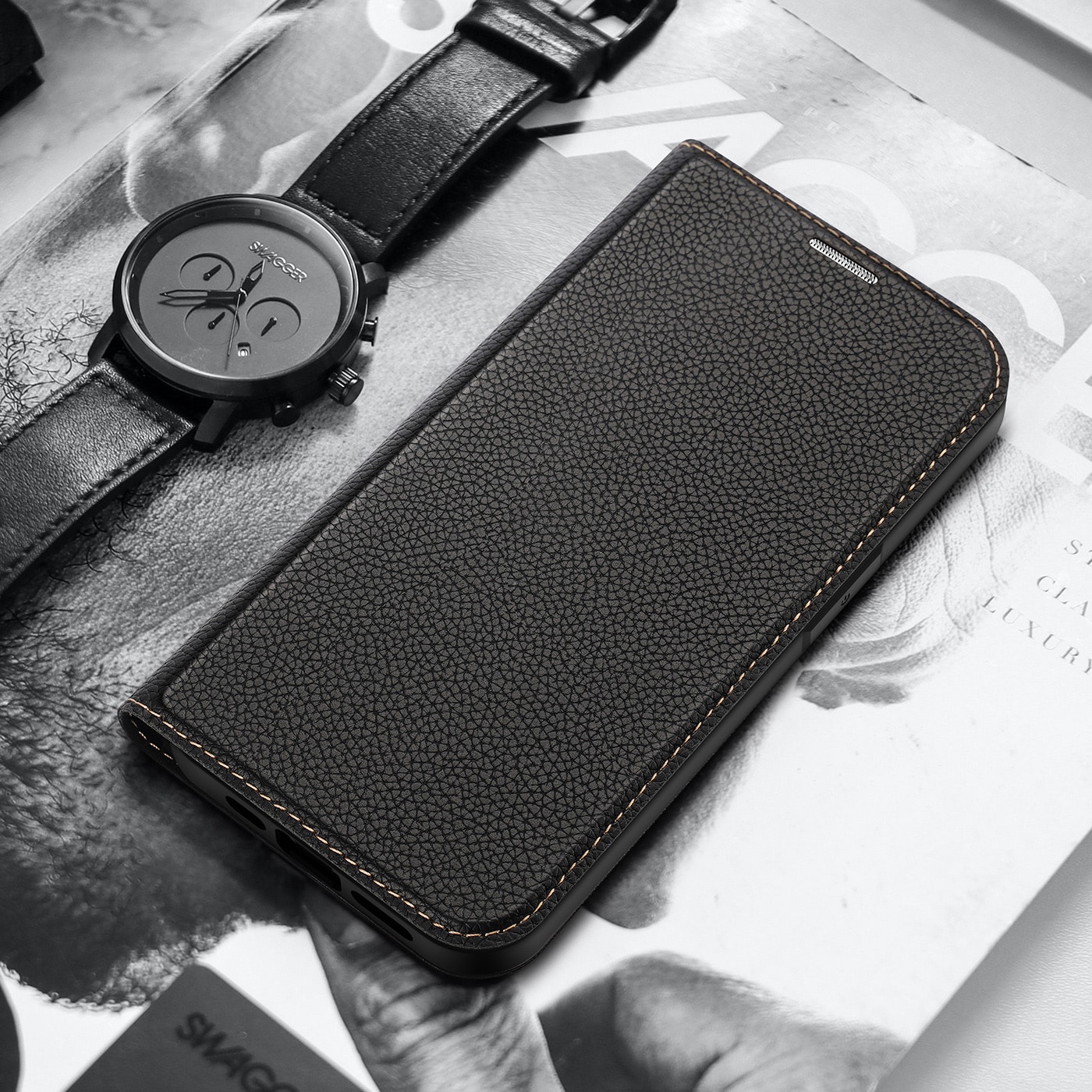 Dux Ducis Skin X2-etui til iPhone 14 Plus-etui med magnetisk klap sort
